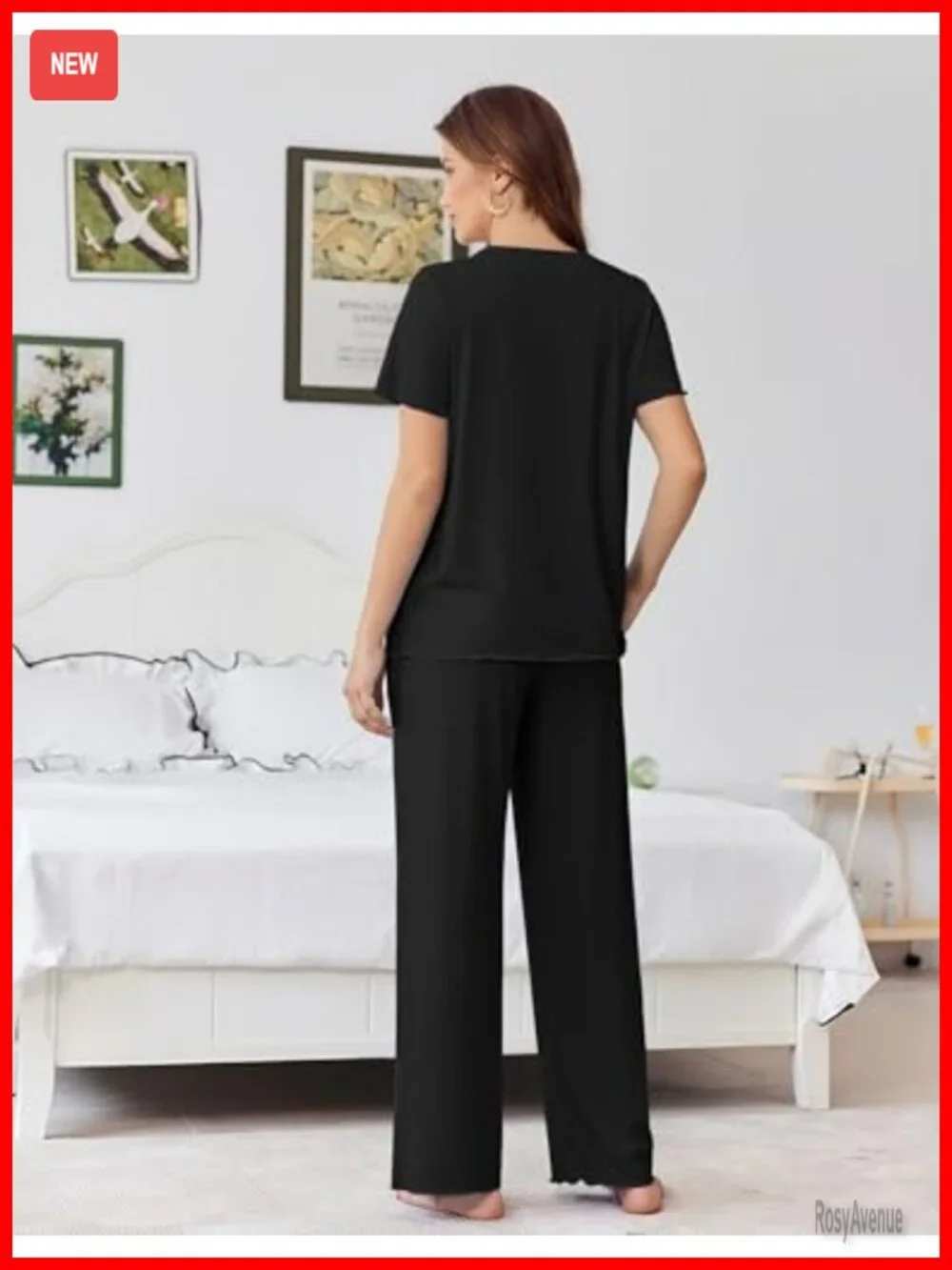 Viscose from Bamboo Pajama Set Short Sleeve Loose Fit Sleepwear